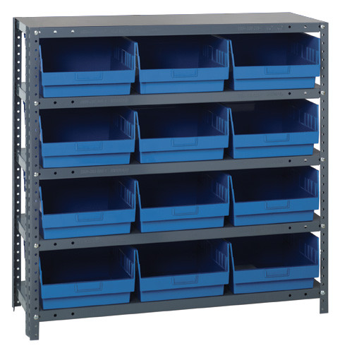 Steel Shelving Unit with Plastic Bins - 1839-210 - 18" x ...