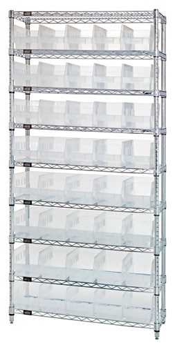 Chrome Wire Shelving Unit With Clear Plastic Bins Wr9 206cl Bin Clear Storage Bin Wire Shelving System