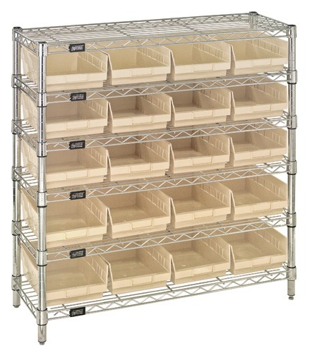 Chrome Wire Shelving Plastic Bin Unit Wr6 36 1836 108 Com Plastic Storage Bin Wire Shelving Units Ivory