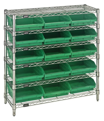 Chrome Wire Shelving Plastic Shelf Bin Package Wr6 36 1236 109 Plastic Storage Bin Wire Shelving Units Green