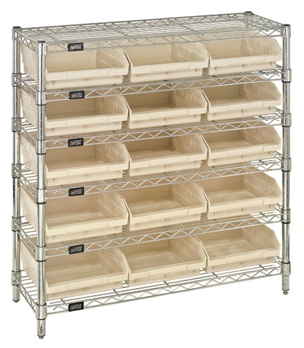 Chrome Wire Shelving Plastic Shelf Bin Package Wr6 36 1236 109 Plastic Storage Bin Wire Shelving Units Ivory