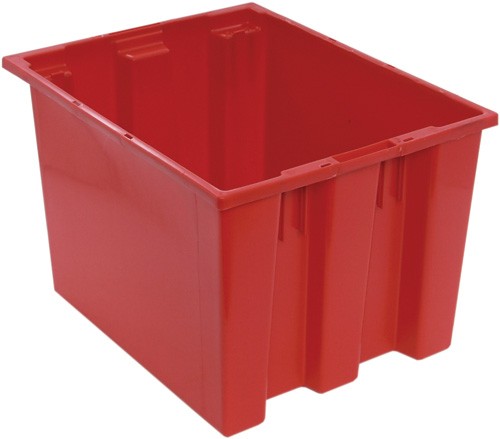 red plastic bin