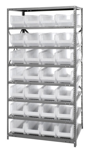 Steel Shelving with Clear Bins - 2475-950CL - 24" x 36" x ...