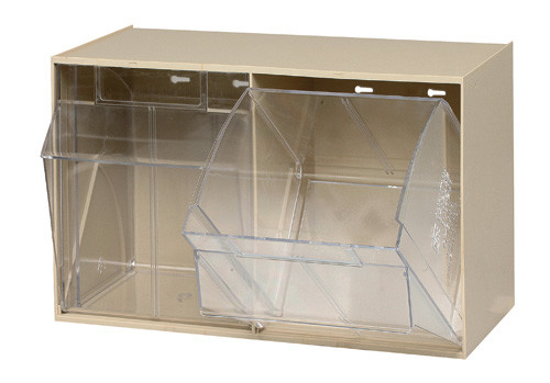 Clear Tip Out Bin Storage & Organizer - QTB302 - 2 Tilt Compartments