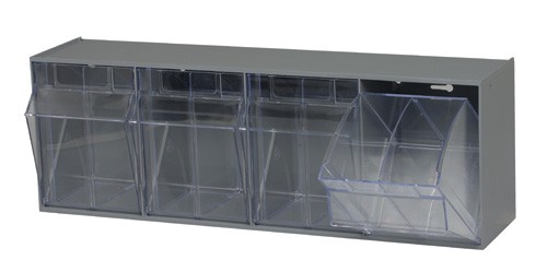 Clear Tip Out Tilt 4 Cup Compartment Bin Organizer - QTB304 | Bin-Store.com