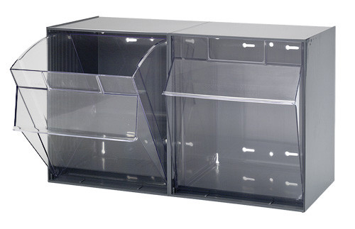 Clear Tip Out Bin Storage & Organizer - QTB302 - 2 Tilt Compartments