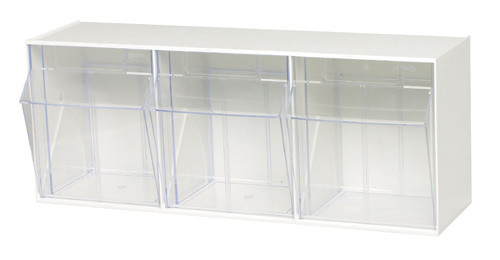 Clear Tip Out Tilt 3 Cup Compartment Bin Organizer - QTB303