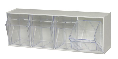 Clear Tip Out Tilt 4 Cup Compartment Bin Organizer - QTB304 | Bin-Store.com