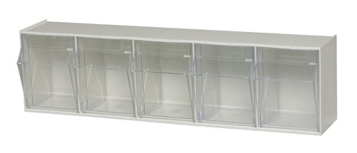 Clear Tip Out Tilt 5 Cup Compartment Bin Organizer - QTB305 | Bin-Store.com