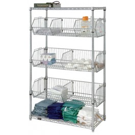 Chrome Wire Shelving Stationary Basket Unit