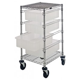 Chrome Wire Shelving Bin Transport Cart