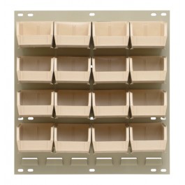 Louvered Wall  Panel with Plastic Bins Ivory