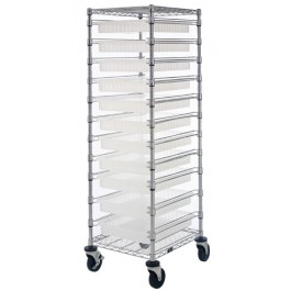 Chrome Wire Shelving Bin Transport Cart