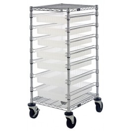 Chrome Wire Shelving Bin Transport Cart