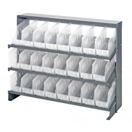 Sloped Bench Rack with Clear Bins