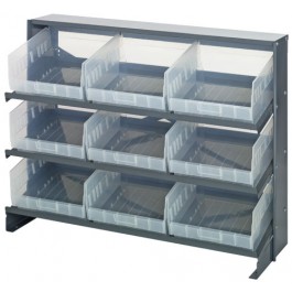 Bench Rack with Plastic Bins Clear