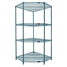 Proform Green Epoxy (4-Shelf) Corner Wire Shelving System - WR74-2442CRNP