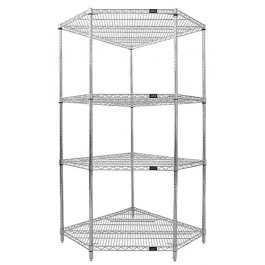 Chrome (4-Shelf) Corner Wire Shelving System - WR74-2442CRNC