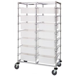 Double Bay Transport Cart with Clear Bins