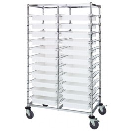 Double Bay Transport Cart with Clear Bins