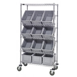 Plastic Storage Container Slanted Wire Shelving Units
