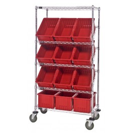 Plastic Storage Container Slanted Wire Shelving Units