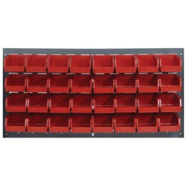 Louvered Panel with Plastic Hang Bins Red
