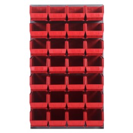 Wall Mount Panel with Storage Bins - Red