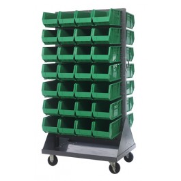 Green Plastic Storage Bins Louvered Panel Rack Systems