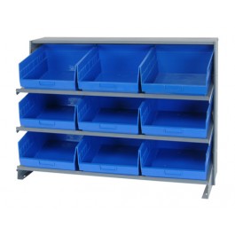 Bench Rack with Plastic Bins Blue