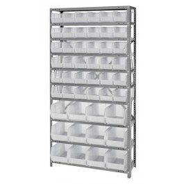 Steel Shelving Unit with Clear Bins