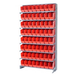 Red Plastic Storage Bin Single Sided Pick Racks