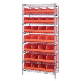 Stackable Shelf Bin Wire Shelving Unit WR8-483 Orange