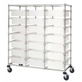 Triple Bay Transport Cart with Clear Bins