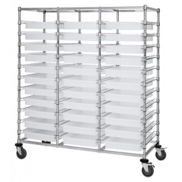 Triple Bay Transport Cart with Clear Bins