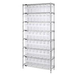 Wire Shelving Unit with Clear Plastic Bins