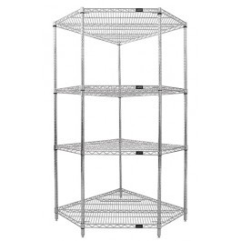 Chrome (4-Shelf) Corner Wire Shelving System - WR74-1836CRNC