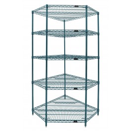 Proform Green Epoxy (5-Shelf) Corner Wire Shelving System - WR74-1836CRNP-5