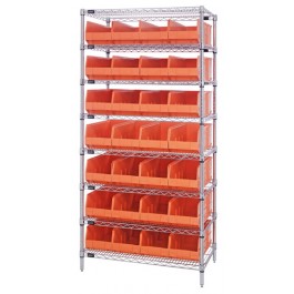 Stackable Shelf Bin Wire Shelving Unit WR8-443 Orange