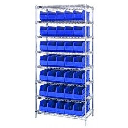 Stackable Shelf Bin Wire Shelving Unit WR8-461 Blue