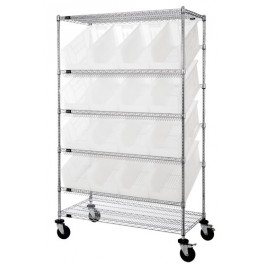 Clear Plastic Storage Container Slanted Mobile Wire Shelving Systems