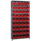 Red Plastic Storage Bin Steel Shelving Systems