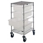 Chrome Wire Shelving Bin Transport Cart