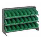 Sloped Bench Rack with Green Bins