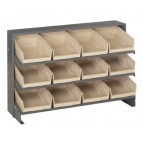 Sloped Bench Rack with Ivory Bins