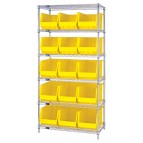 Wire Shelving with Plastic Storage Bins - Yellow