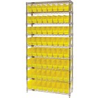 Yellow Plastic Storage Bin Wire Shelving Units