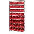 Red Plastic Storage Bin Wire Shelving Units