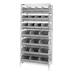 Stackable Shelf Bin Wire Shelving Unit WR8-483485 Gray