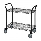 2-Shelf Black Wire Shelving Utility Cart